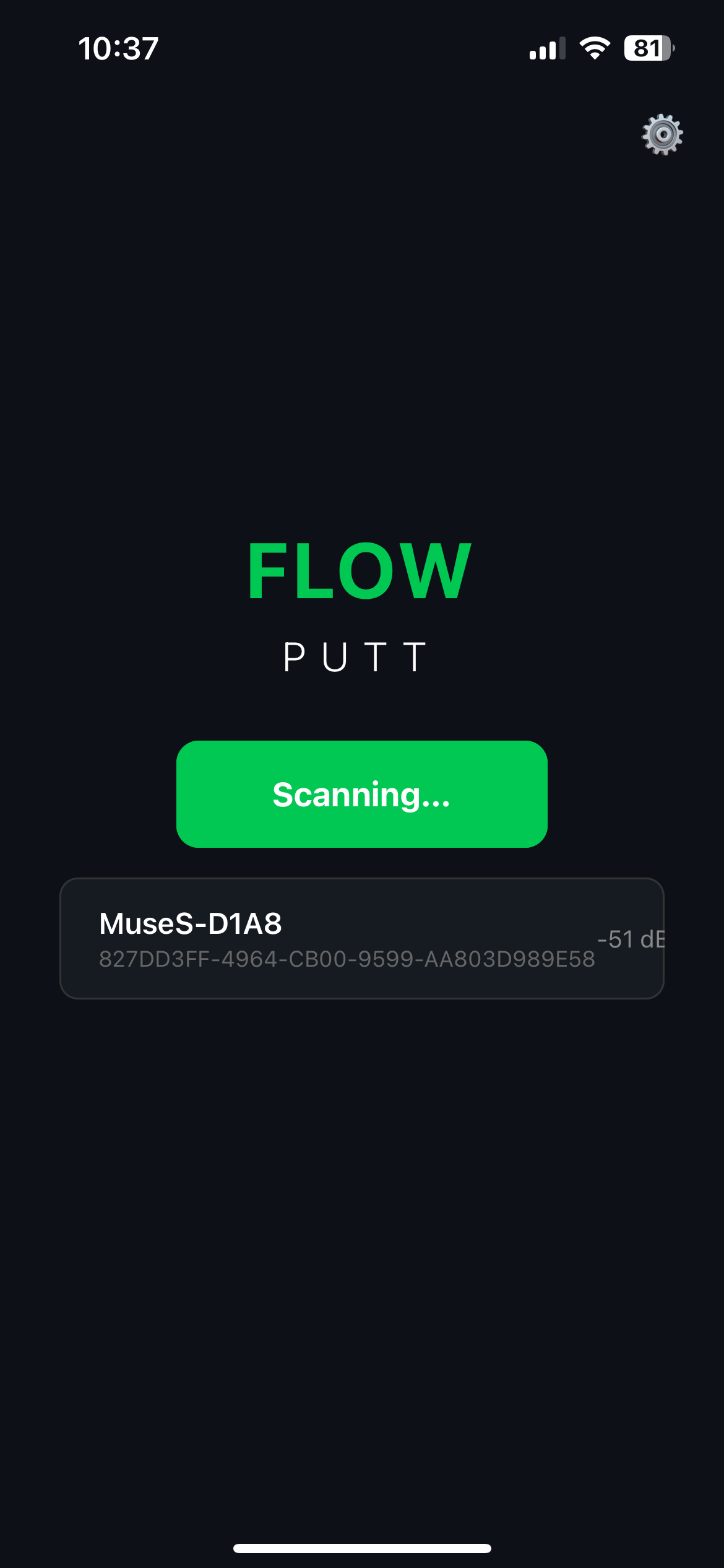 Bluetooth connection screen for Muse headband