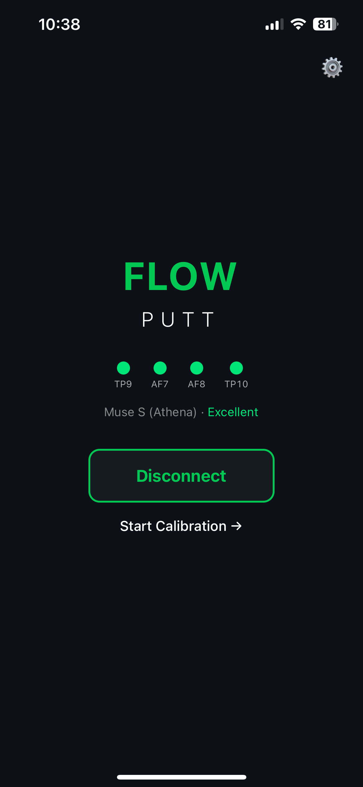Muse headband connected with electrode status