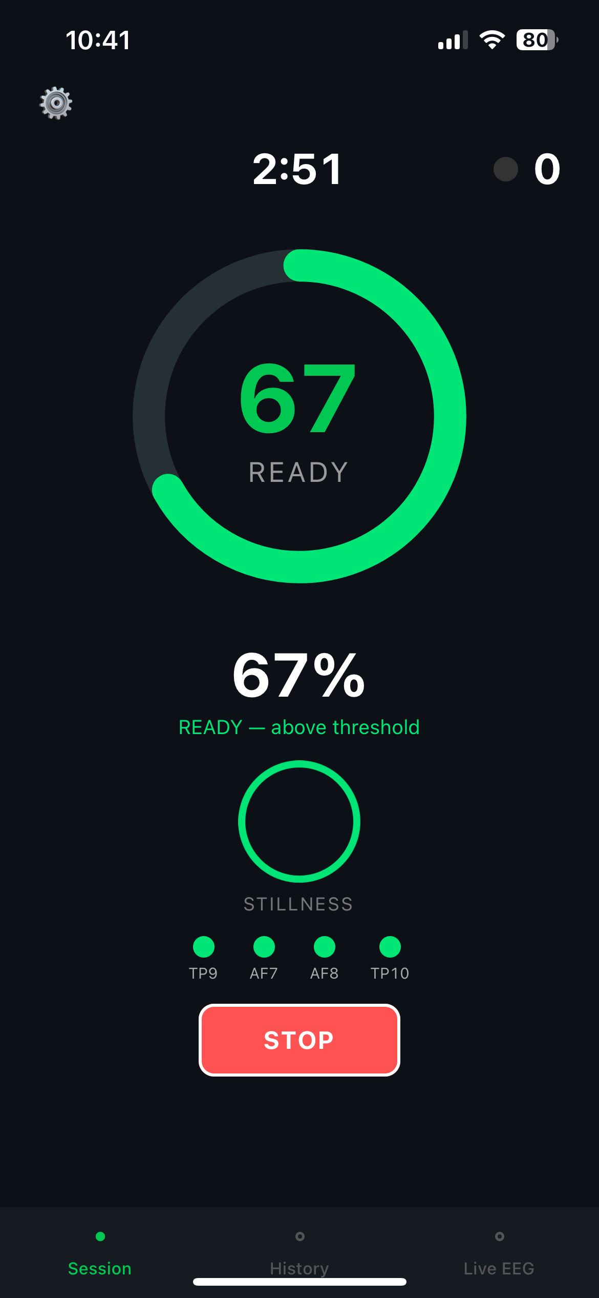 Flow Putt app showing flow state triggered during a putting session